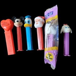 Lot of 6 Vintage Pez Dispensers 1 New in Package